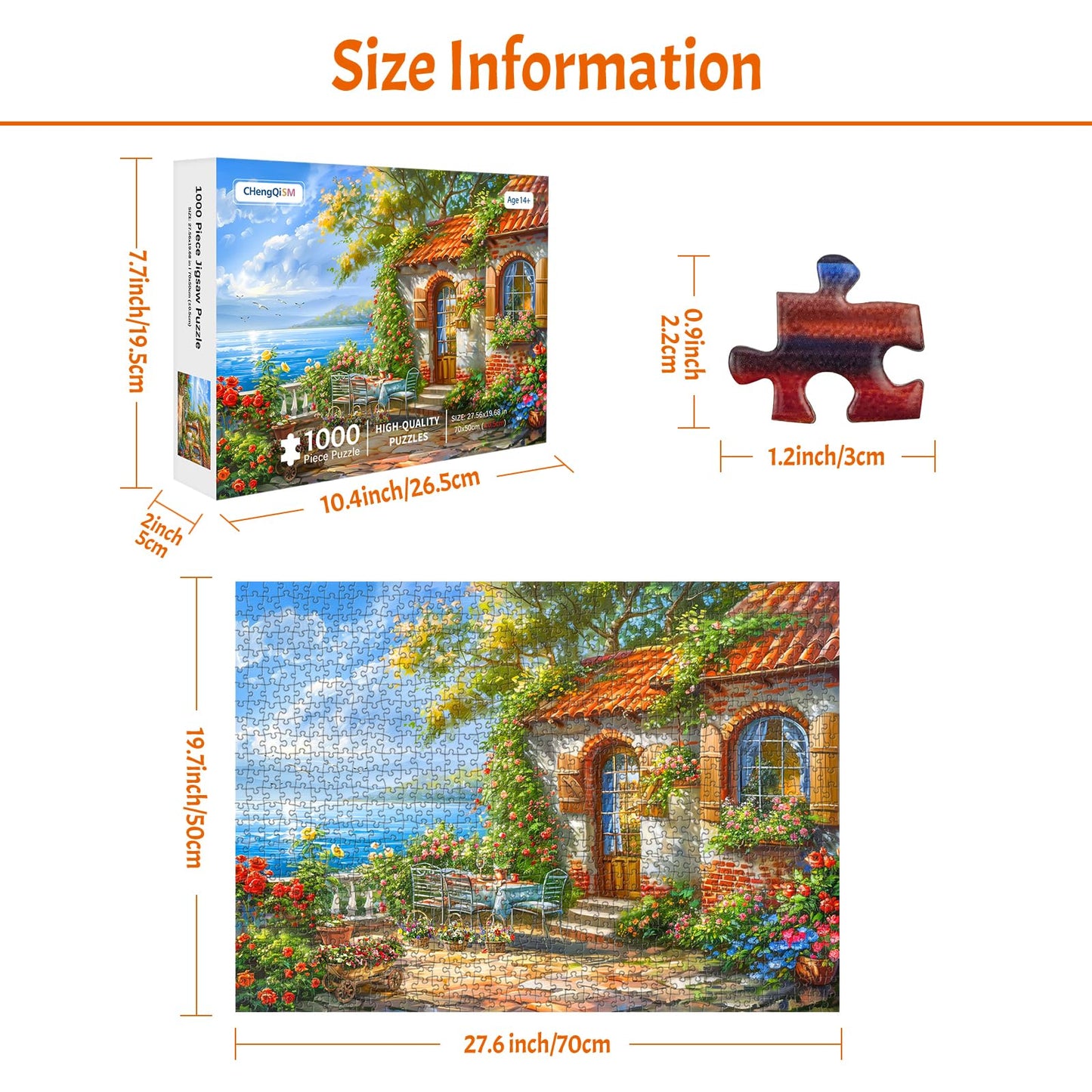 MBOQIU 1000 Piece Puzzle for Adults - Coastal Resort Puzzles for Adults 1000 Pieces, Letters on Back, Summer Scene Jigsaw Puzzle, Challenging Puzzles for Teens Seniors - 27.6 x 19.7 inches