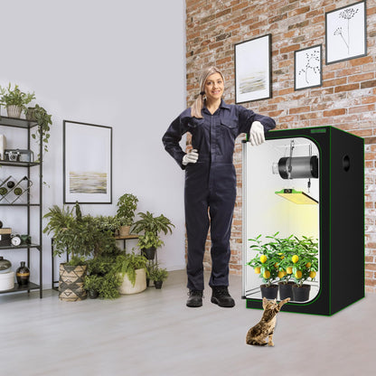 MELONFARM Grow Tent Complete Setup 2x2, 70W Full Spectrum LED Grow Light & 24"x24"x48" Grow Tent Bundle, 4" Efficient Airflow Ventilation System with Soundproof Duct Connector