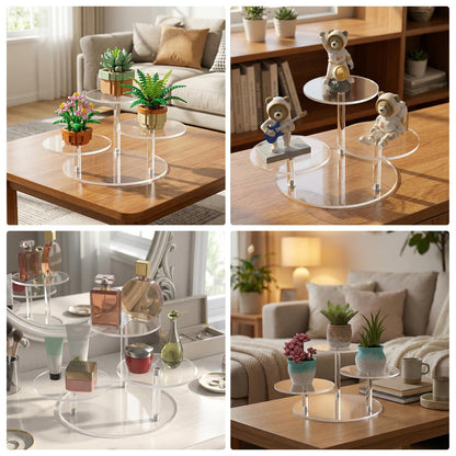 NiHome Clear Acrylic Display Stand for LEGO Botanical Collection Sets, Multi-Tier Showcase Figurine Display Shelf Riser for Collectibles and Room Decor, Perfume Riser Holder, Tabletop Plant Stand