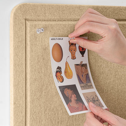 Lightomorrow Bulletin Board, 35 x 17 1/2 inches Felt Board - Decorative Pin Board, Cork Board Alternative for Wall, Foldable Self-Adhesive Vision Board Prayer Board with 20 Pushpins Beige Brown