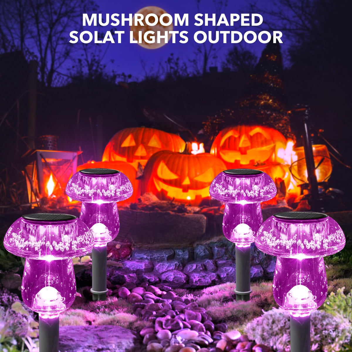 Solar Lights Outdoor, 8 Pack Mushroom Lights Outside Waterproof, Solar Powered LED Lighting for Garden, Yard, Landscape, Path, Pathway, Lawn, Walkway, Driveway, Backyard Halloween Decor (Purple)