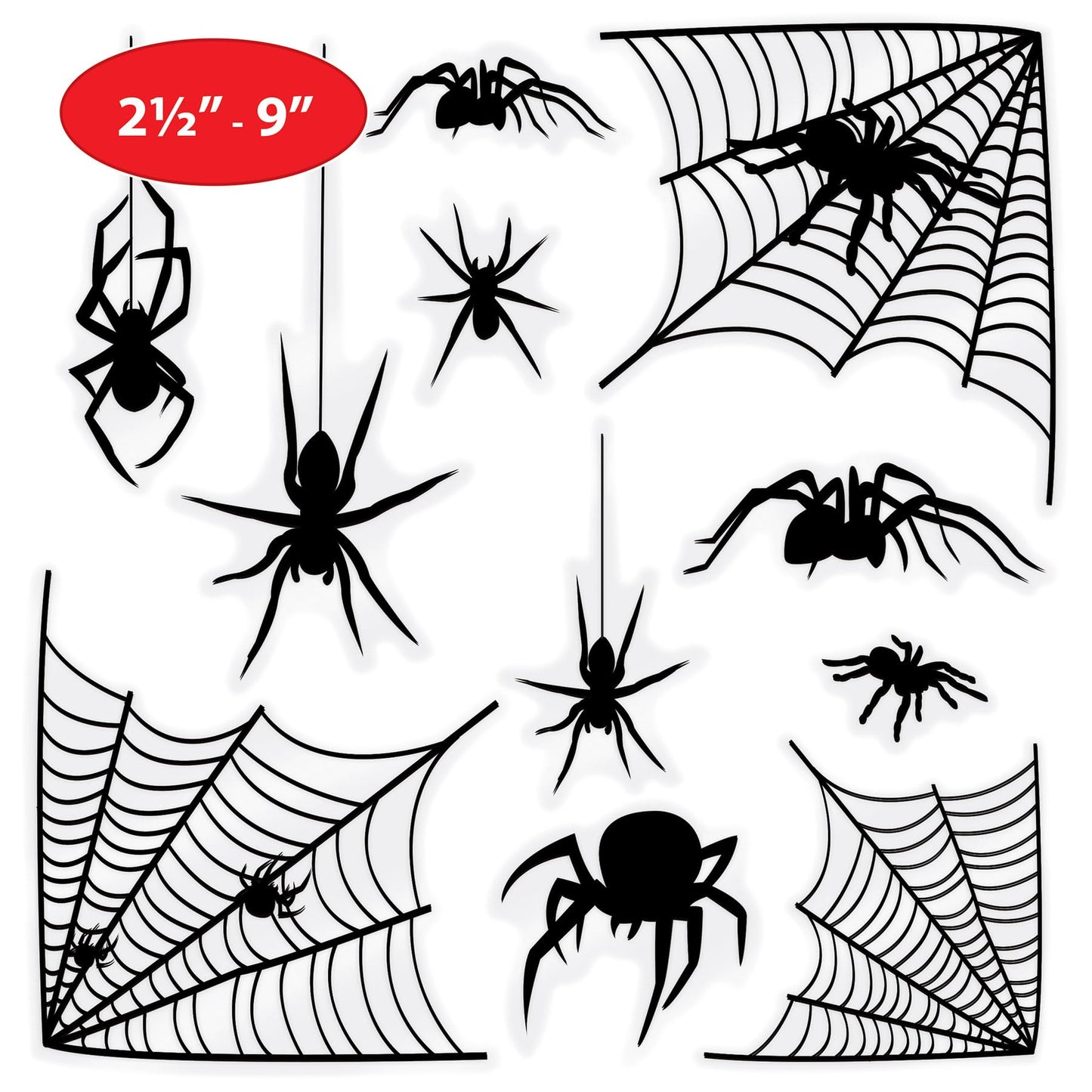 Beistle 4 Sheets (44 Pieces) Black Spider & Web Window Clings - Creepy And Realistic Looking Halloween Decorations For Spooking Up Your Home, Made In USA Since 1900