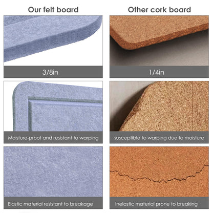 Large Bulletin Board - 48 x 36 Inches, Decorative Felt Pin Board for Wall - 4' x 3' Foldable Photo Display Board with Self-Adhesive Tape, Includes 20 Push Pins - Lavender Blue