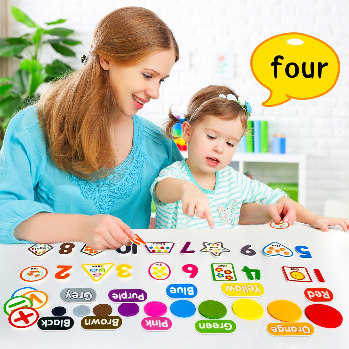 PENGFULL Felt Learning Numbers,44 Felt Flannel Board Pieces,Math Addition and Subtraction Colors Learning for Kindergarten,Preschool,Toddlers