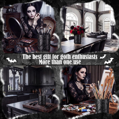 Yungyan Ceramic Bat Utensil Holder for Kitchen, Gothic Kitchen Accessories, Large Capacity 3D Bat Storage Pen Holder for Vanity Desk Bathroom Office Halloween Scary Party Decoration