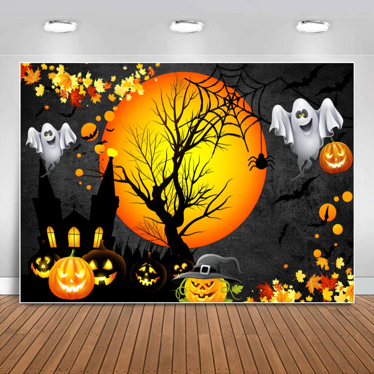 Sensfun Halloween Ghost Backdrop for Kids Adult Birthday Photography Moon Night Pumpkin Castle Background Halloween Trick Or Treat Party Backdrops Banner Decoration PhotoShoot Booth Picture Prop 7x5ft