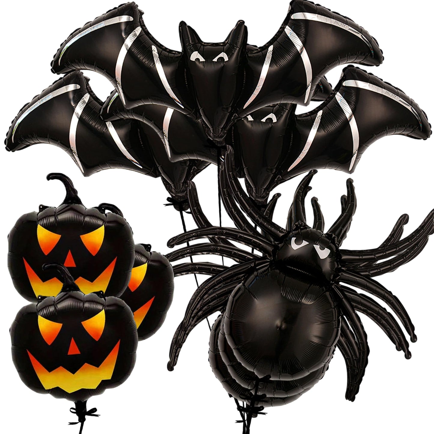 Huge, 47 Inch Spooky Halloween Balloons - Pack of 9 | Black Pumpkin Ballooons, Bat Balloons, 32 Inch Black Spider Balloon | Scary Halloween Party Decorations, Spooky Party Decorations