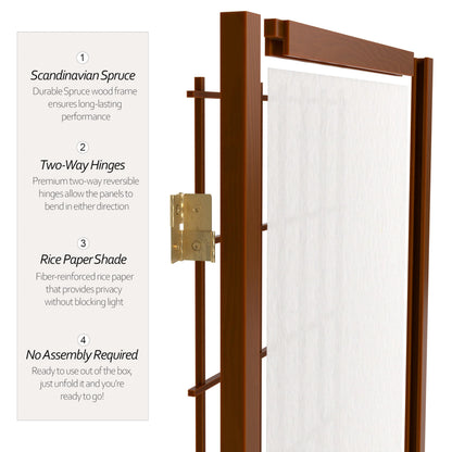 3 ft. Short Window Pane Shoji Screen - Walnut - 3 Panels