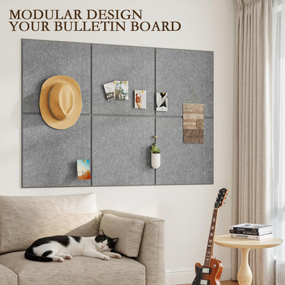 JBER Large Felt Bulletin Board 48"x36" - 12 Pack Felt Wall Tiles, Cork Board Alternative to Use in Office & Home Decor, Classroom Decor, Vision Board to Display Your Photos(Light Gray)
