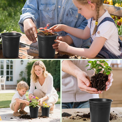 30Pack 2 Gallon Plant Nursery Pots, Thickened Soft Plastic Seedling Starter Pots, Plastic Plant Container with Drainage Hole for Indoor Outdoor Flower Seed,Succulents,Cuttings,Transplanting - Black