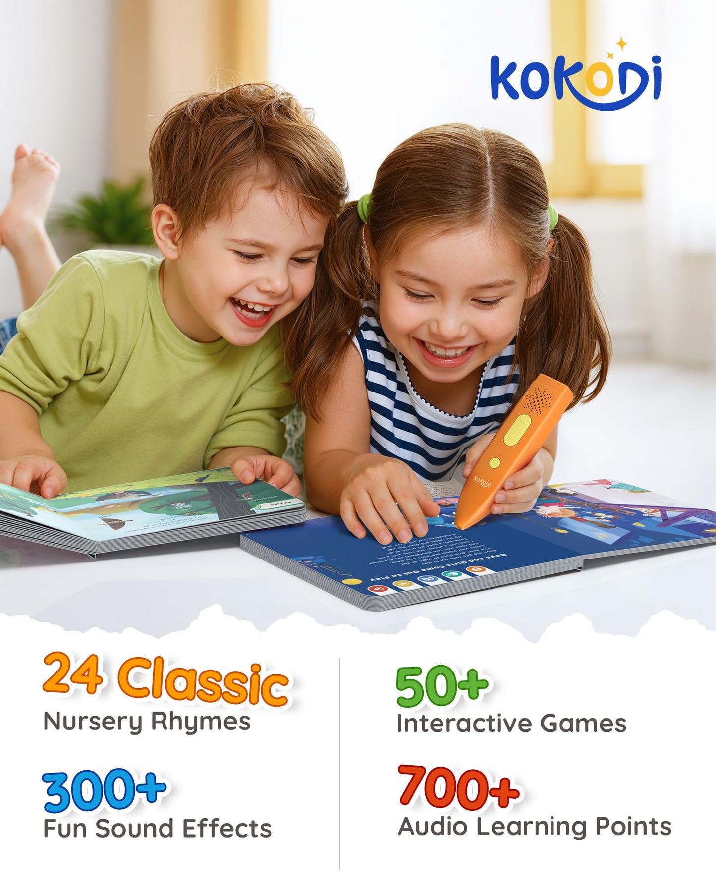 KOKODI Talking Pen Books Sets, Autism Sensory Games, Interactive Audio Sound Books Kids Learning Electronic Toys for Toddlers Kids, Early Educational Gifts Birthday Gifts for Boys Girls Age 2 3 4 5