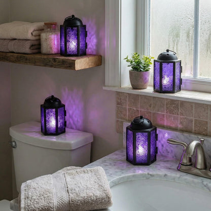 Vela Lanterns Decorative Indoor Mini Tea Light Candle Holders, Purple