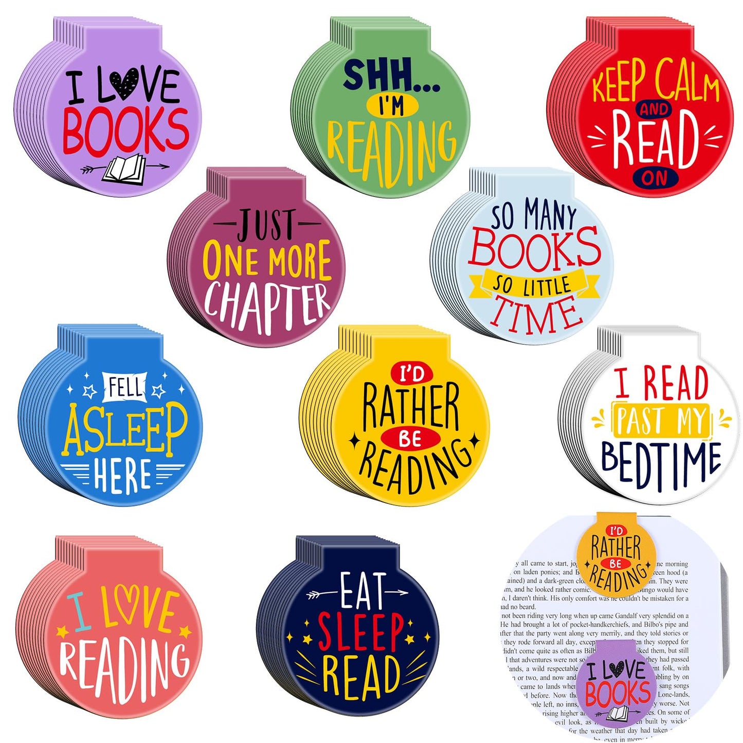 AmazingSpark 100 Pcs Magnetic Reading Bookmarks Bulk Magnet Reading Awards for Book Lover Motivational Book Marker Clips for Students Teacher Office Classroom Incentives