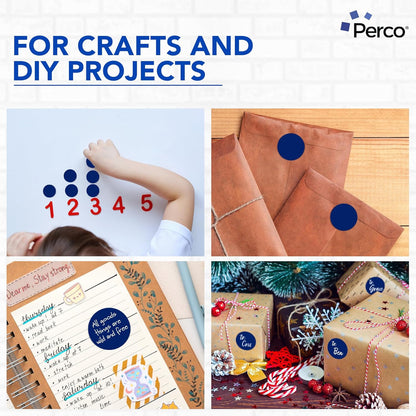 Perco Dark Blue 2-Inch Round Circle Dot Sticker Labels with Easy Peel Perforation - 500 Labels per Roll - Strong Adhesion, Vibrant Colors for Organizing, Crafting & More - Made in USA