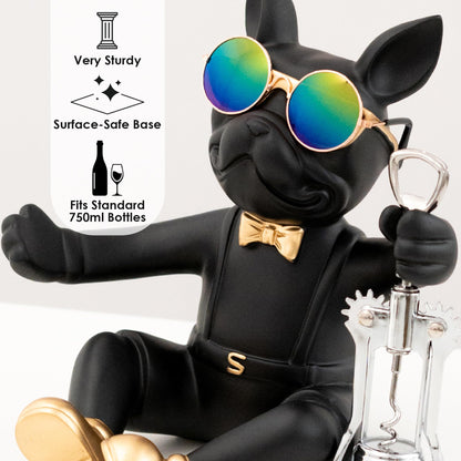 Juju Bulldog Wine Bottle Holder - Wine Holder Countertop - Unique Home Decor Bottle Organizer - Bulldog Decor
