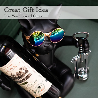 Juju Bulldog Wine Bottle Holder - Wine Holder Countertop - Unique Home Decor Bottle Organizer - Bulldog Decor
