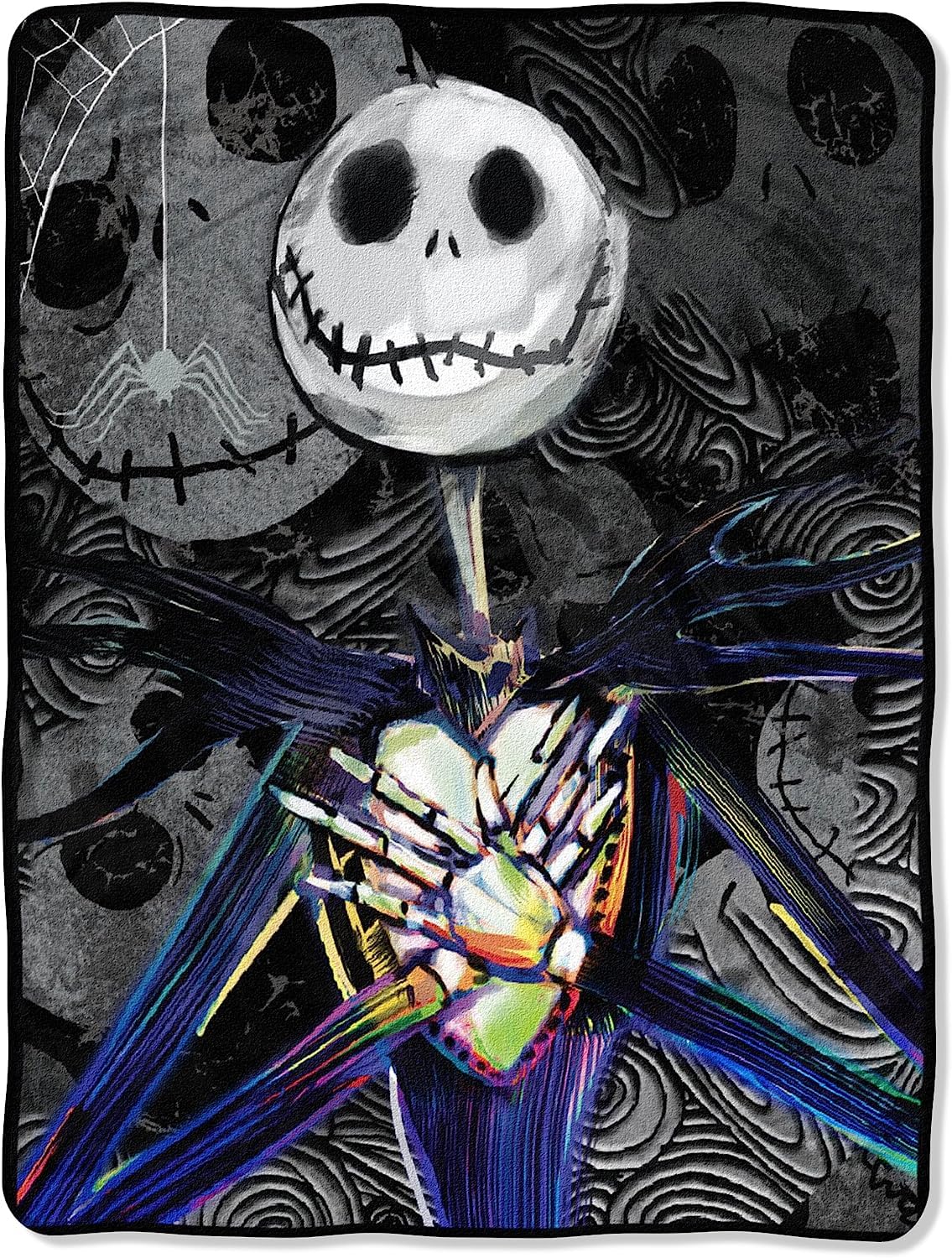 Northwest Nightmare Before Christmas Micro Raschel Throw Blanket, Ultra Soft Throw, 46 x 60 Inches, Dark Creep