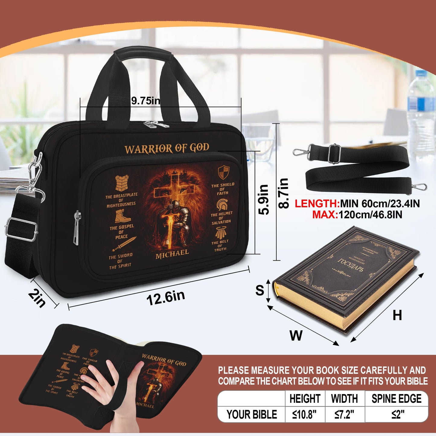 LAOTANGJIA God Bible Cover Case for Boys Men Kids,God Says I Am Bible Canvas Carrying Case Bag with Detachable Shoulder Strap, Pens and Highlighters Cross Clips for Bible Study & Church
