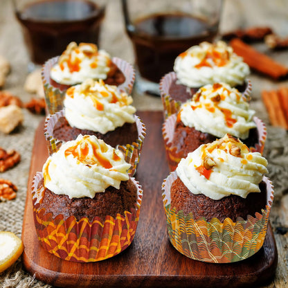 Whaline 600Pcs Fall Thanksgiving Cupcake Liners Plaid Baking Cups Autumn Muffin Cupcake Wrappers for Birthday Party Decor Supplies