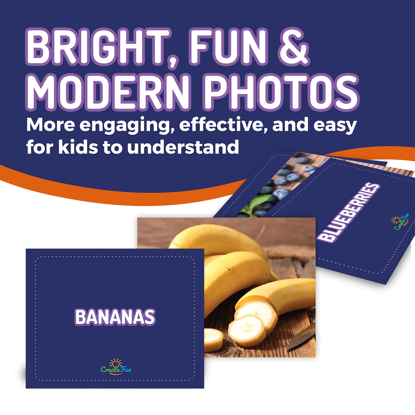 50 Food Double Sided Flash Cards - Nutritious Fruits, Heathly Vegetables, Yummy Desserts & Snacks - Educational Learning Picture Cards for Kids, Adults, Speech Therapy, ESL, ABA, Autism, Dementia
