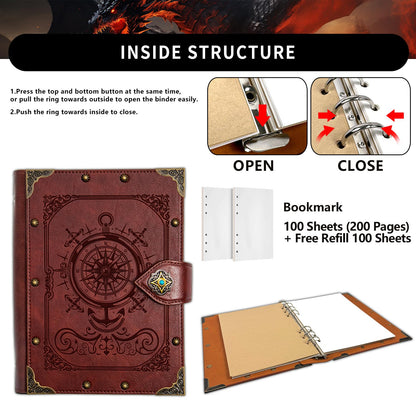 DUROTAN Compass Journal Notebook Gift Set Unique A5 Binder 400 Page