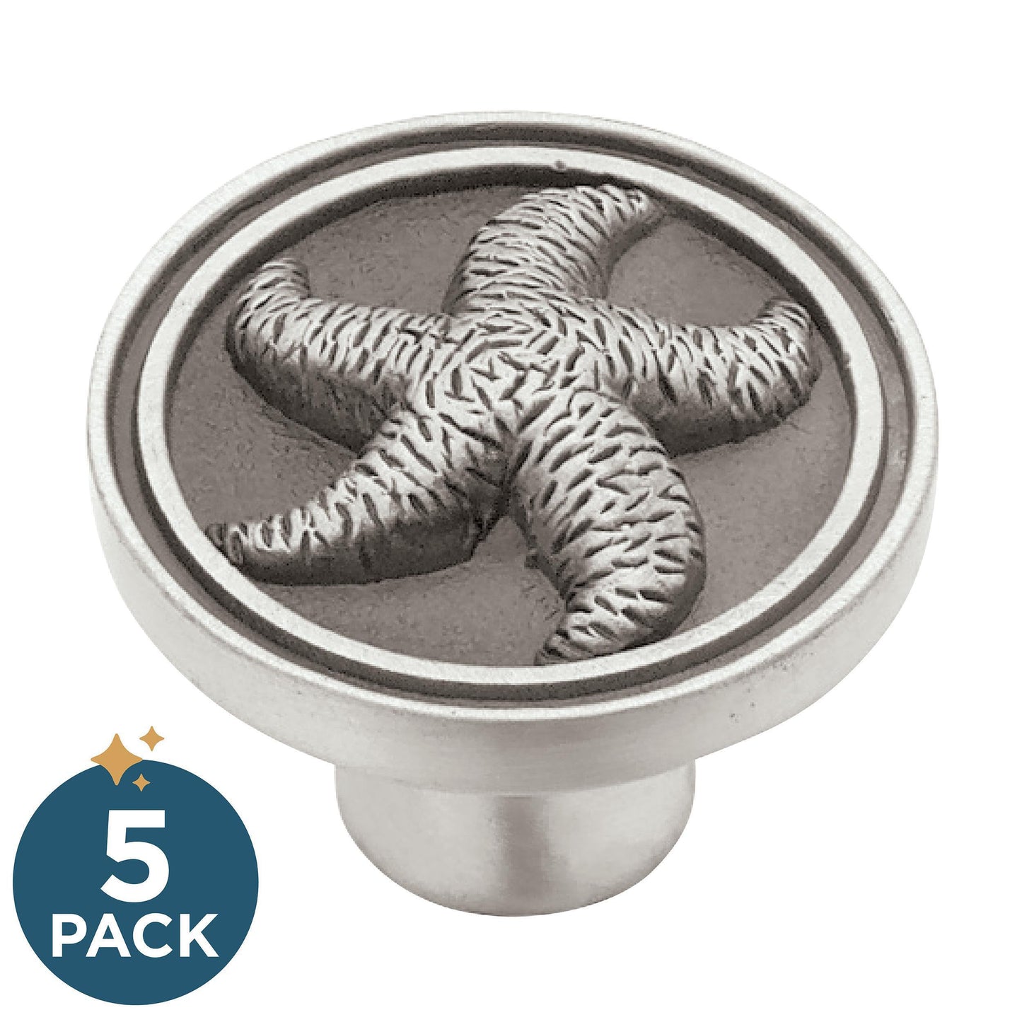Franklin Brass 5 Pack Brushed Pewter Cabinet Knobs 1-7/16 inch (37mm) Kitchen Cabinet Handles and Drawer Knobs for Cupboards, Dressers, Furniture, Bathroom Vanity | Seaside Cottage