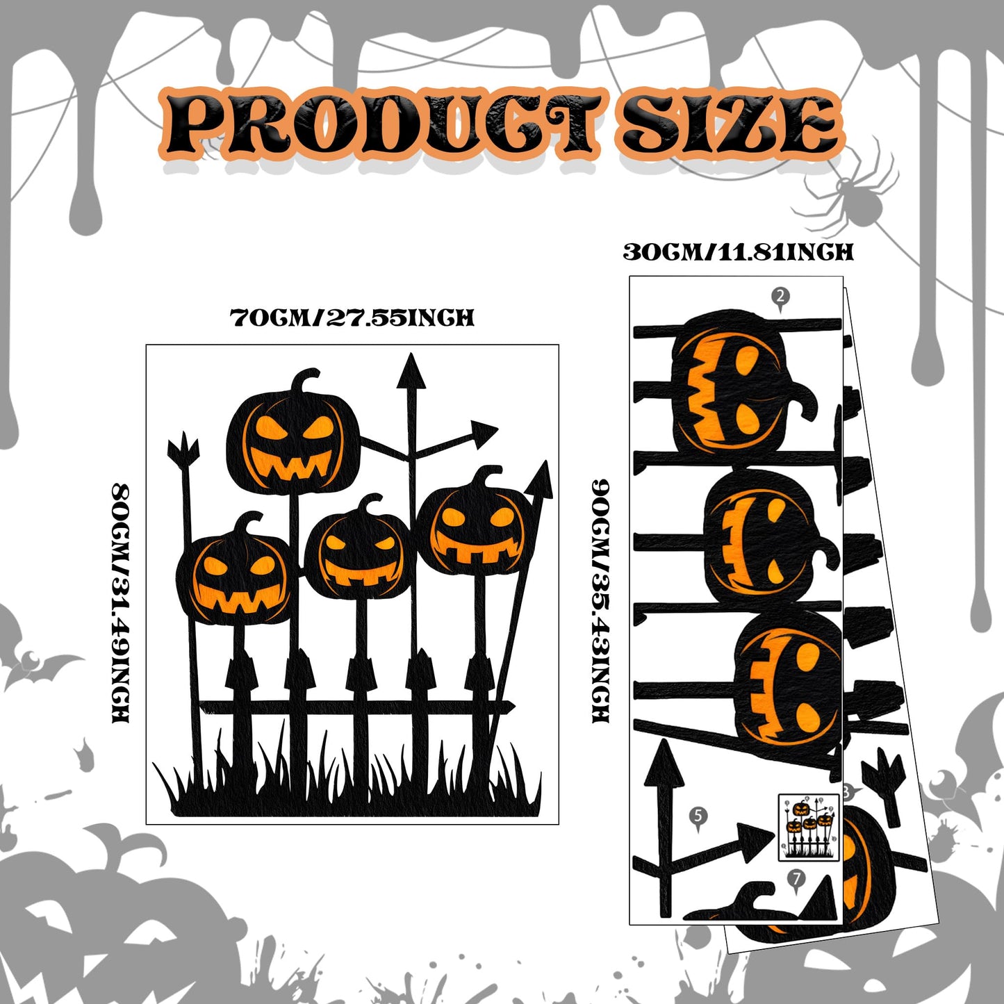 Halloween Wall Decals,Peel and Stick Halloween Theme Decor Stickers,Removable Vinyl Spooky Scary Face Wall Sticker for Holiday Party Decor. (Pumpkin Jack-o-Lantern Wall Decal)
