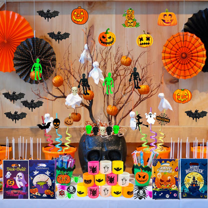 CHSLtmxq 206pcs Halloween Party Favors, Stationery Supplies Set, Halloween Treats Goodie Bags Fillers gifts, Halloween Prizes for Trick or Treat