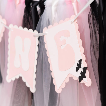 Spooky One High Chair Banner - Halloween Spooky Highchair Banner 1st Birthday, Little Ghost Halloween First Birthday Party Decorations for Cake Smash, Photo Props