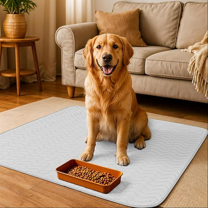Utopia Bedding Washable Pee Pads for Dogs 34" x 36" (Pack of 4), Waterproof Incontinence Bed Pads for Adults, Elderly and Kids, Heavy Absorbency Pet Training Pads for Sofa and Couch (White, Blue)