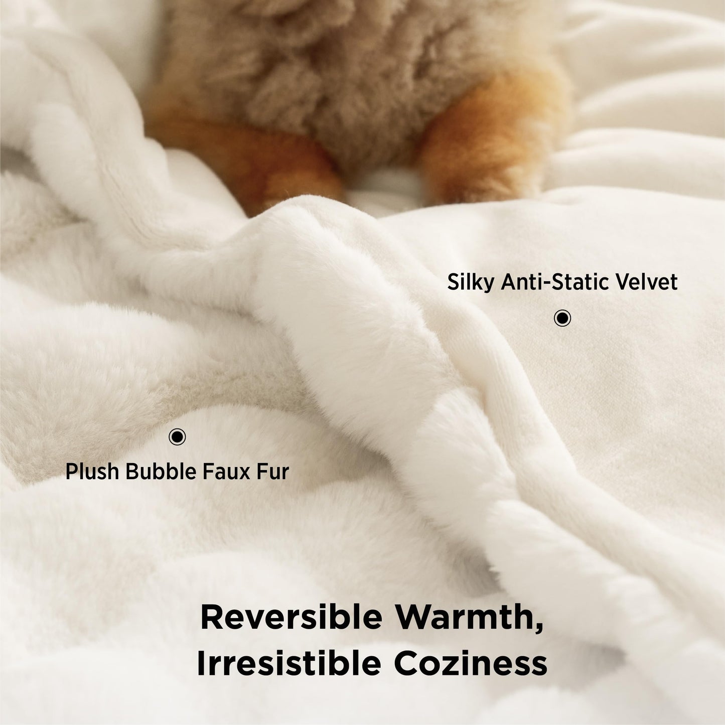 Bedsure GentleSoft Fluffy Faux Fur Throw Blanket for Couch, Soft Fuzzy Fleece Blankets & Throws, Cream Bed Decor Cozy Gifts for Women Teen Girls, Minky Thick Warm Plush Gifts for Birthday, Anniversary