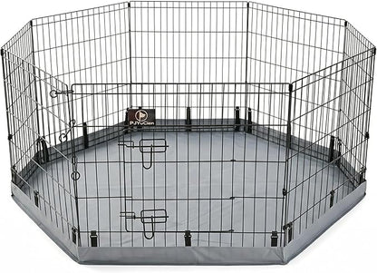 PJYuCien Dog Playpen with Bottom Pad - Metal Foldable Exercise Pen, 8 Panels 30" H x 24" W Indoor Outdoor Pet Fence Puppy Crate Kennel, Gray