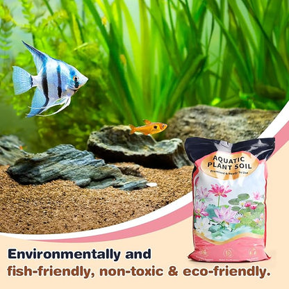 Aquatic Plant Soil & Aquarium Soil, Natural Organic Substrate for Water Plants - Safe for Fish, Nutrient-Rich Clay Base for Lotus & Water Lily (AquaticSoil, 13.2 LBS)