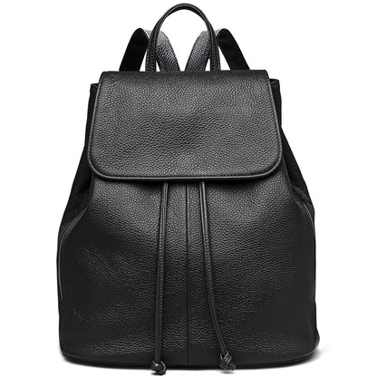 BOYATU Women’s Full-Grain Leather Backpack Purse, Minimal Structured Design, Work Commuter & City Travel, Compact Everyday Essentials, Fashion RFID Pocket Bag (Black)