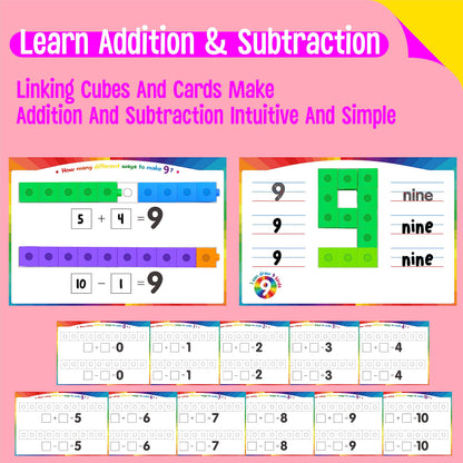 Math Linking Cubes, 100 Math Cube Manipulatives with 30 Learning Activities Number Counting Blocks Snap Linking Math Counters Fun & Educational Pre-K Counting Blocks for Preschool Kindergarten