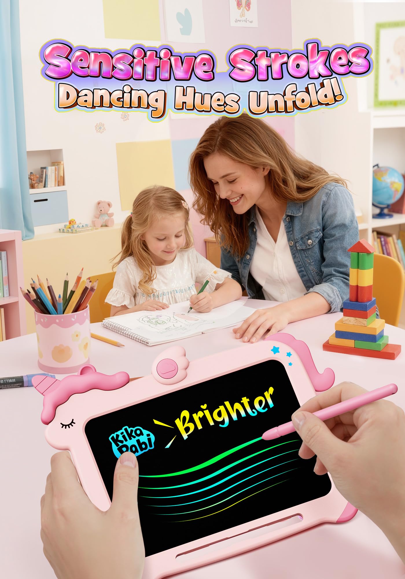8.5 inch LCD Writing Tablet for Kids, Unicorn Toys Gifts for Girls Aged 3-5, Toddler Girl Kids Educational Travel Toy, Birthday Gift for 3 4 5 6 7 8 9 Year Old Girl (Pink)