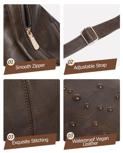 2PCS Purses for Women, Soft Vegan Leather Hobo Bag Slouchy Crossbody Shoulder Handbag Fall Brown Tote 2025