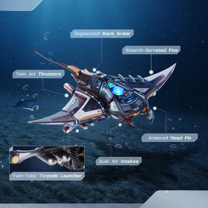 ROKR Mechanical Manta Ray 3D Metal Model Puzzle for Adults & Teens, Mechanical STEM Model Building Kit, Unique Desk Decor Manta Ray(MI06)