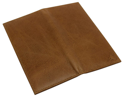 Genuine Leather Checkbook Cover For Men & Women Checkbook Holder Wallet RFID Blocking USA Series (Tan Plain)
