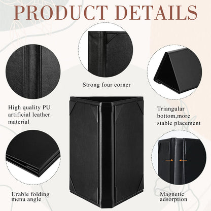FoldTier 20 Pcs 5 x 7 Inch Triangle Menu Holders for Restaurant 3 Side Leatherette Table Tent Frame Menu Sign Cover Bulk for Restaurant Coffee Cafe Bar Wedding Drink Dessert