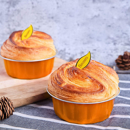 Beasea Disposable Ramekins for Baking, 8 oz 50 Pack Aluminum Foil Cups with Lids, Disposable Creme Brulee Muffin Cupcake Baking Cup Mini Pudding Cups for Party Wedding Birthday - Orange
