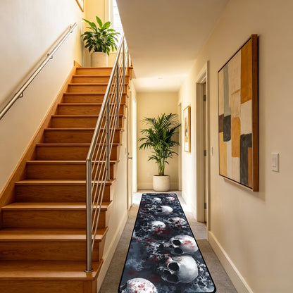 Decorative Laundry Room Floor Mat Skull Non-Slip Washable Farmhouse Kitchen Rug 48"x20" Halloween Rugs