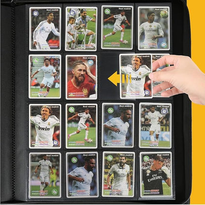 16-Pocket Business Card Binder holds 1024 Cards, Premium Diamond PU Leather Name Card Holder Organizer with Zipper, Black Sleeves Side Loading Card Book for Collectors & Office(light blue)