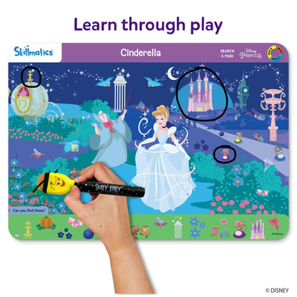 Skillmatics Search and Find Disney Princess Educational Game - Reusable Preschool Learning Activity, Perfect for Toddlers & Kids, Screen-Free Fun, Art & Crafts, Gifts for Boys & Girls Ages 3, 4, 5, 6
