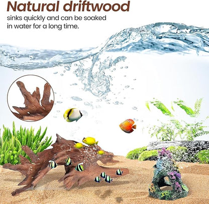 5-Piece 4-8 Inches Natural Aquarium Driftwood Decorations - Aquascape Decor for Fish Tanks, Betta Hideouts, Reptile Enclosures & Plant Attachment