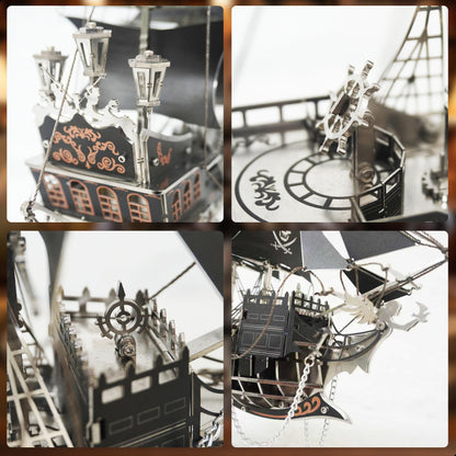 kolotesame Pirate Ship 3D Metal Puzzle Model for Adults - DIY Immersive Challenging Building Kit with Tool, 3D Puzzle Sailing Ship Model, Gift for Men or Desk Decor