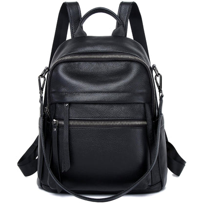Wesccimo Genuine Leather Backpack Purse For Women Black Real Soft Leather Convertible Ladies Daypack Shoulder Bag