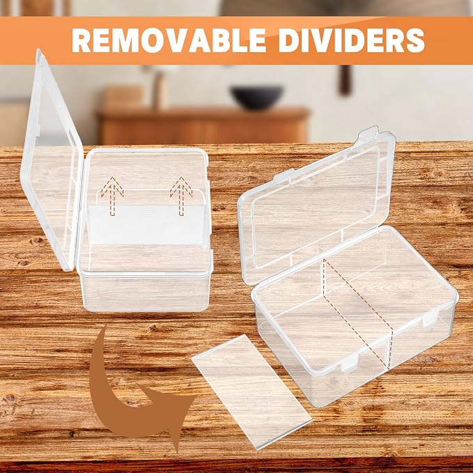 Vicenpal 300 Card Storage Box Compatible with Mtg TCG Clear Plastic Trading Card Storage Box with Removable Divider Hard Trading Deck Case for Baseball Football Game Organizer Collector(2 Pcs)
