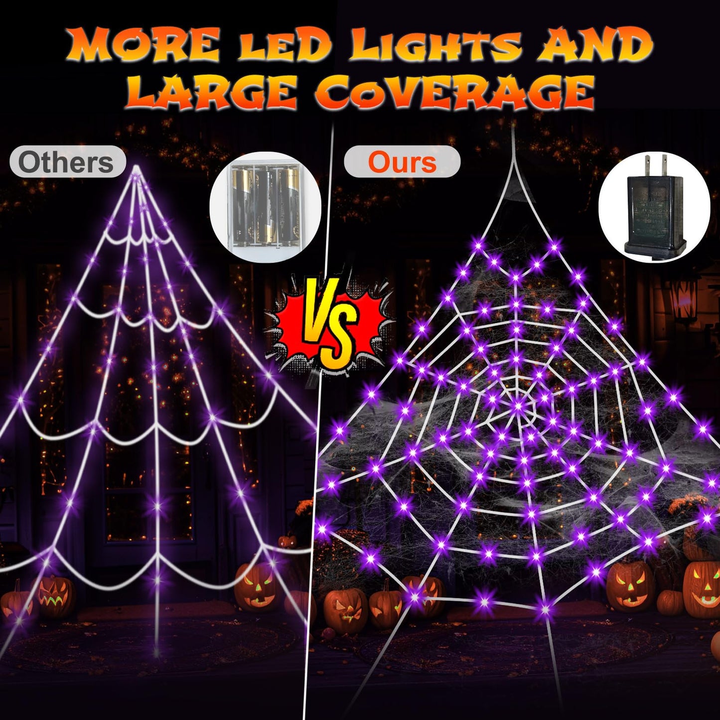 Giant Spider Webs Halloween Decoration Outdoor,Halloween Spider Web for Scary Halloween Yard Decorations