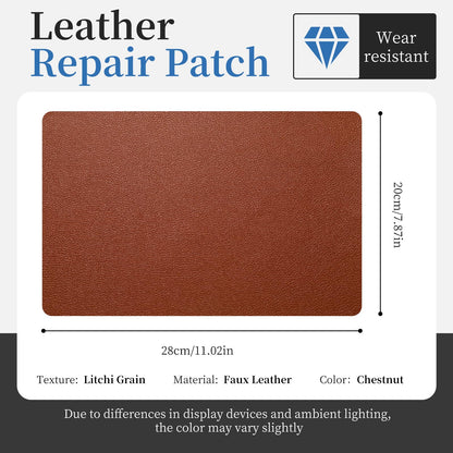 Fadoub Leather Repair Patch Tape Self-Adhesive, 8x11In Heavy Duty Vinyl Patch, Leather Repair Kit for Furniture, Sofa, Couch, Office Chair, Car Seat, Car Interior((Chestnut Brown)